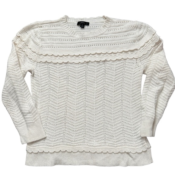 J. Crew Cream Cable-Knit Scoopneck Sweater - Picture 2 of 6